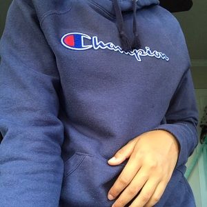 blue champion hoodie